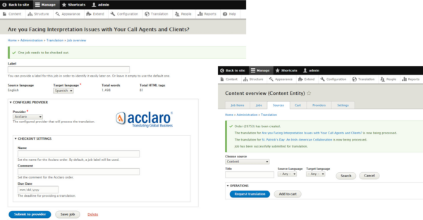 Configurring Drupal for Multilingual Content -Submit Translation Order