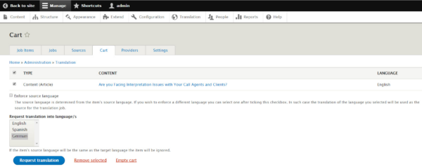 Configuring Drupal for Multilingual Content - Select Target Languages